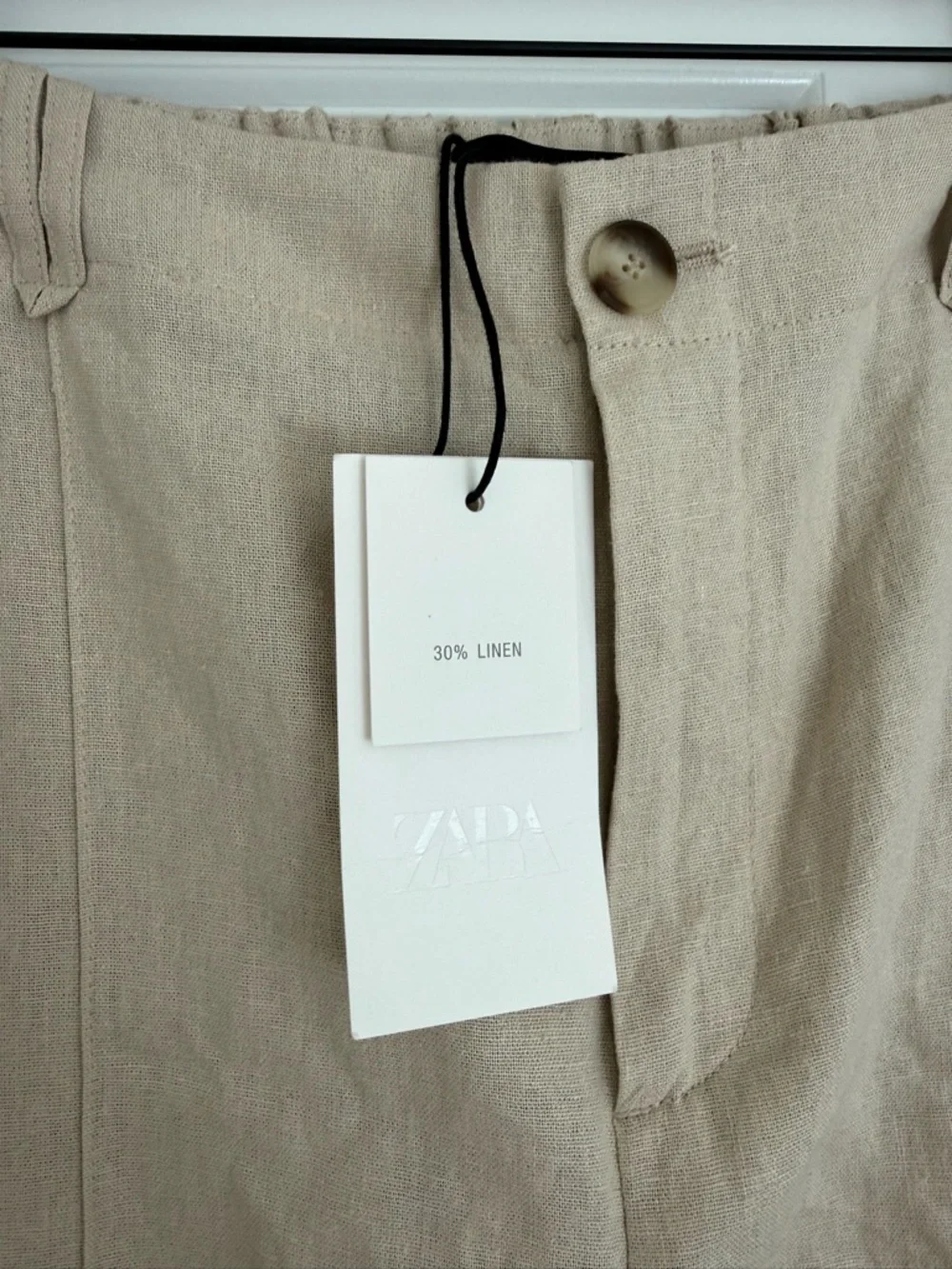 Zara Women's Linen Straight-Leg Chinos